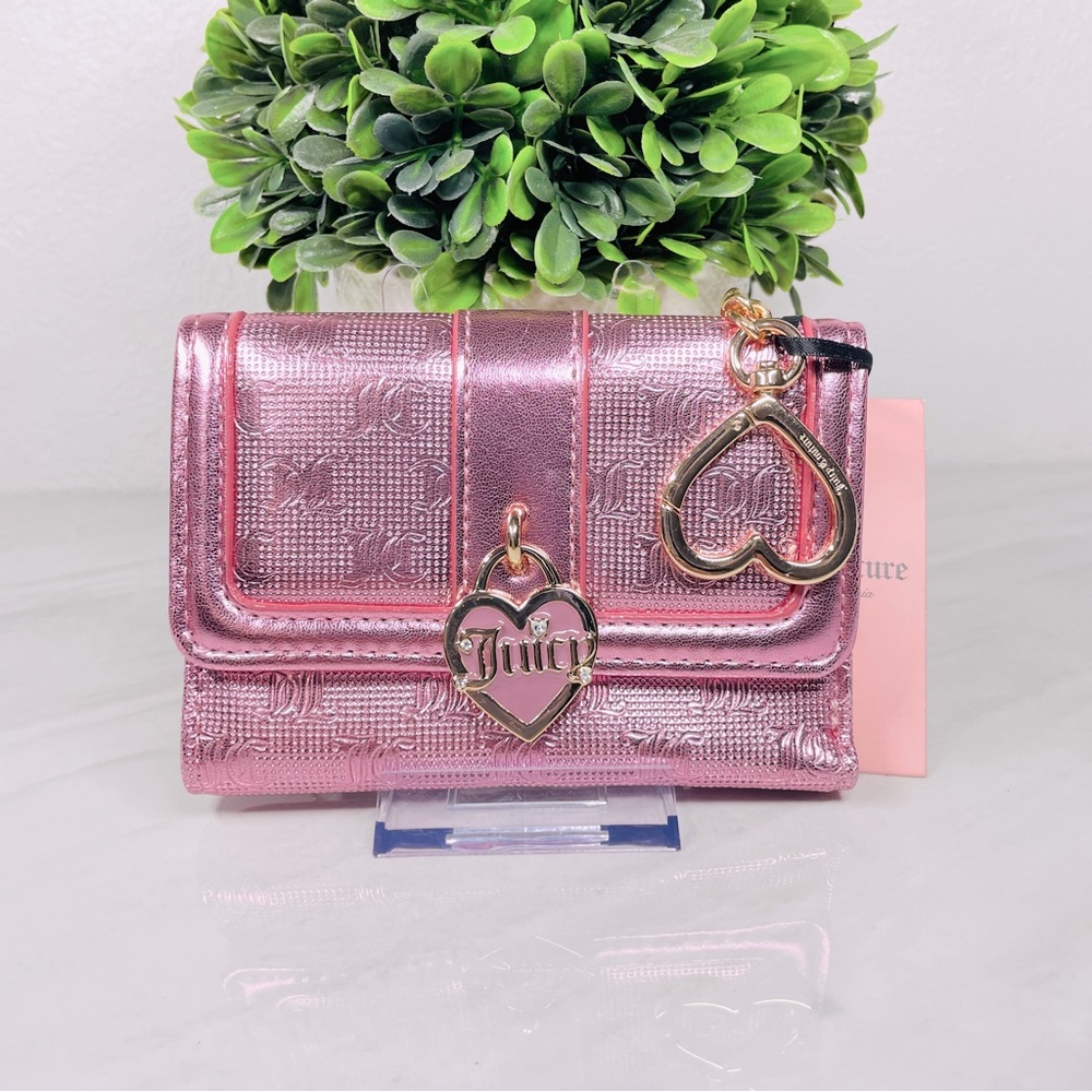 NEW Juicy Couture Pink Blush Metallic Simply Perfect Double Sided Trifold